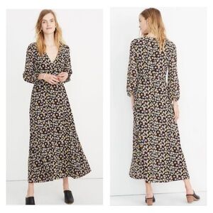 NEW Madewell Wrap Front Maxi Dress in French Floral Sheer Long Sleeves Lined 00